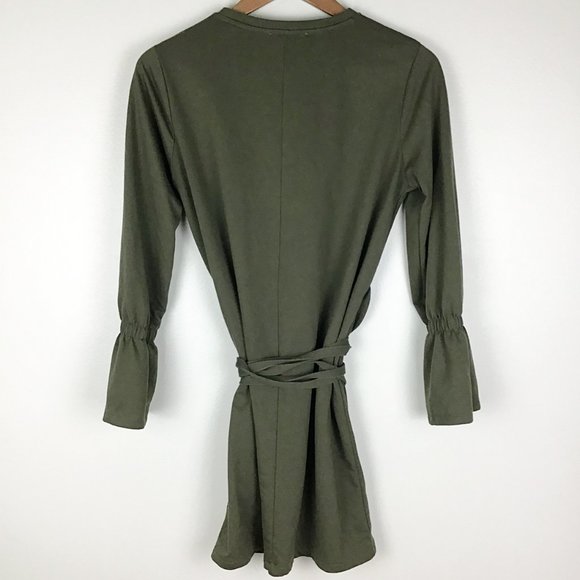 Zara Trafaluc Olive Bell Sleeve Sweater Dress - Picture 7 of 11